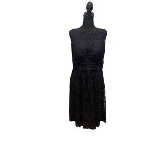 Navy Sleeveless Sequin Mid Length Dress Sangria 16